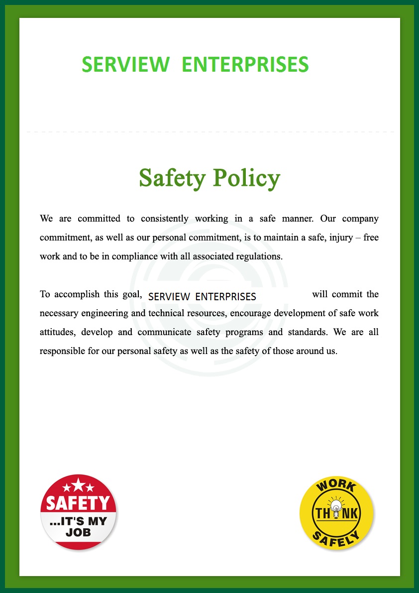 Serview Enterprises Safety Policy